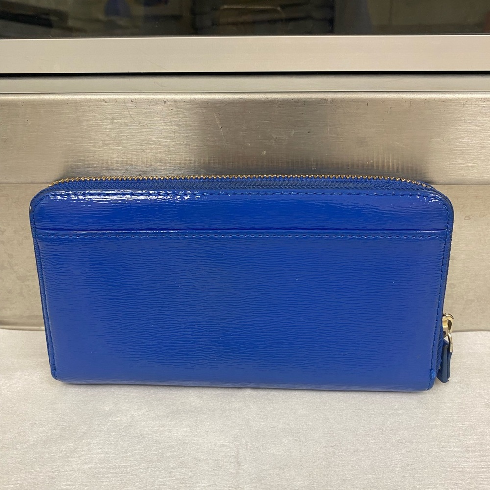 Kate Spade Glossy Cobalt Wallet Zipper Around - Picture 2 of 10